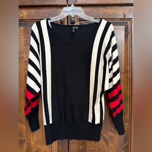 VIP Boatneck Black / White / Red Striped Sweater Women’s Large